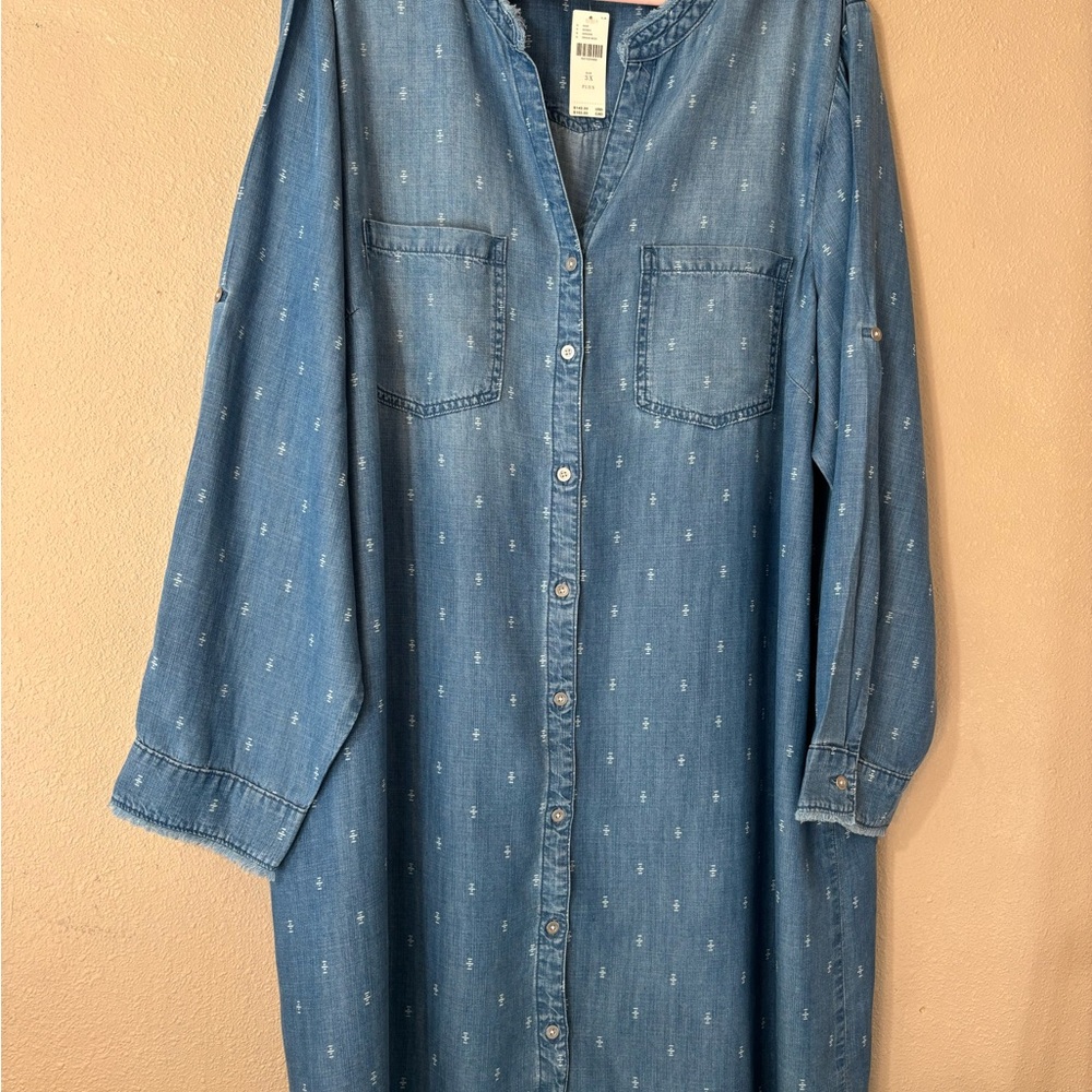 Anthropologie Cloth & Stone Frayed Denim Top